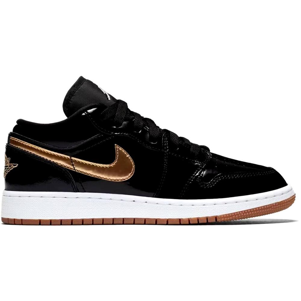 Air Jordan 1 Low Patent Black White Gold